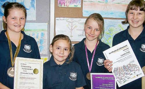 Murray’s Bridge State School winners Christabel Kelly, Emily Cox, Georgia Brown and Loretta Kelly. Murray’s Bridge State School winners Christabel Kelly, Emily Cox, Georgia Brown and Loretta Kelly.